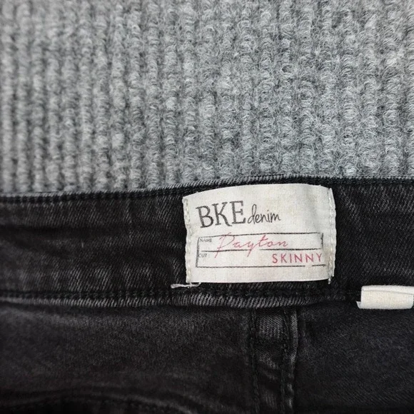 BKE Payton Jeans Womens 28x31.5 Black Charcoal Wash Mid Rise Skinny Stretch - Picture 3 of 10